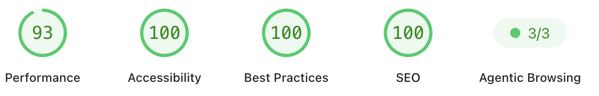 Google Lighthouse report for unitedhouse.co.nz: Performance 93, Accessibility 100, Best Practices 100, SEO 100, Agentic Browsing 3 of 3.